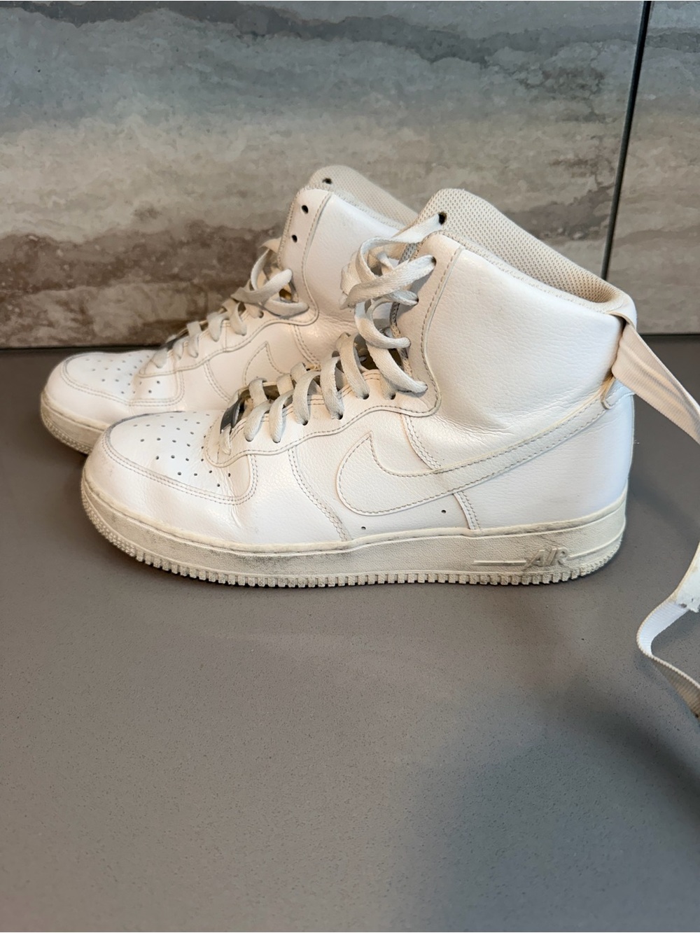 Nike Air Force White High-Top Leather Sneakers